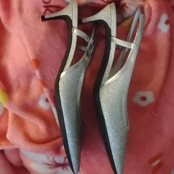 Michael Kors Silver Kitten Heel Pumps - Picture 2 of 4